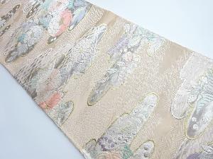 リサイクル　ヱ霞に菊・紗綾形模様織り出し袋帯